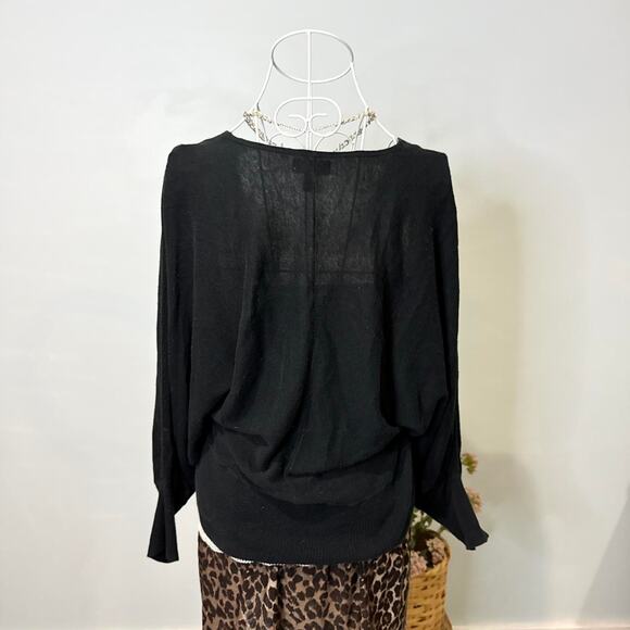 Cute vintage y2k black babydoll wrap sweater long sleeve top - Picture 5 of 6